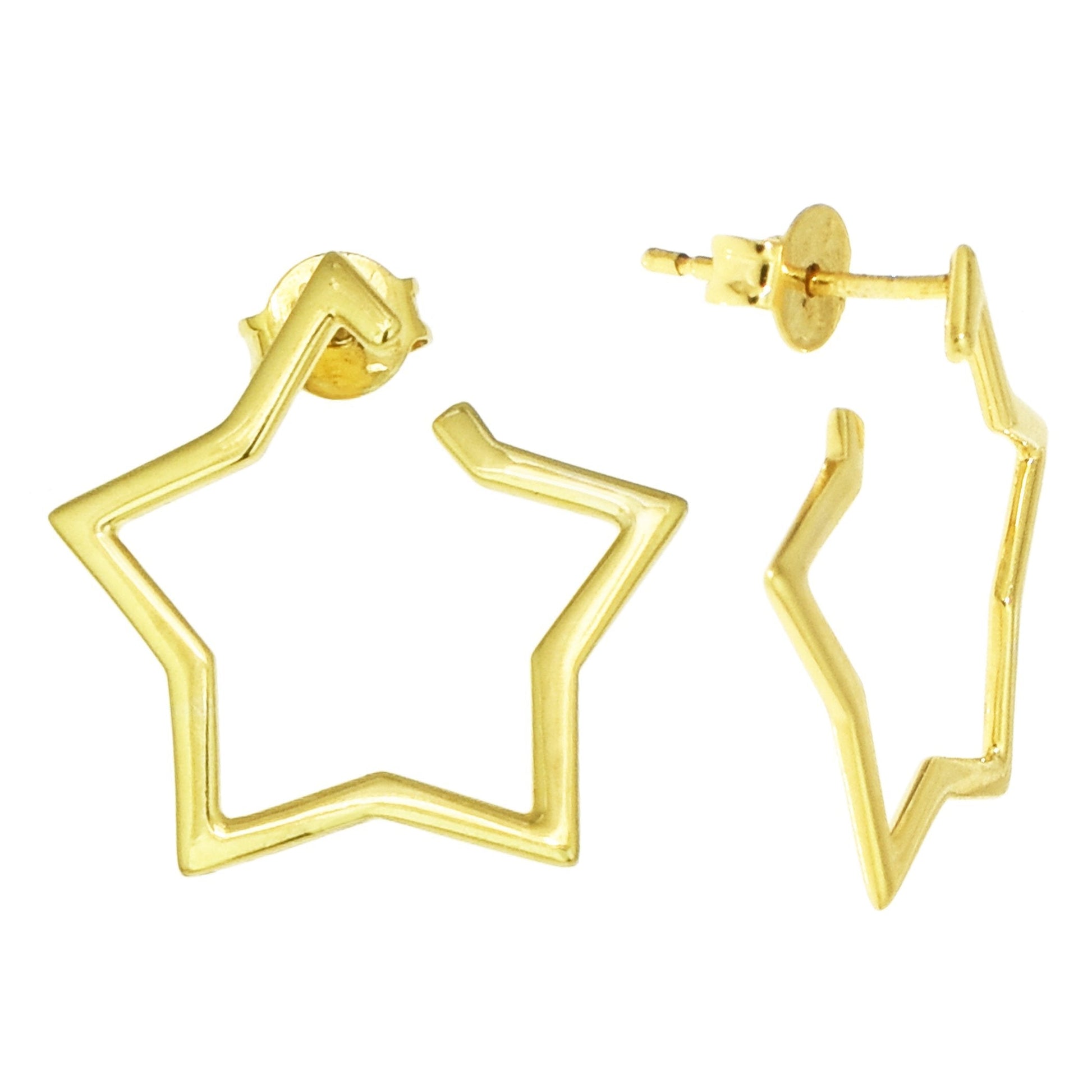 14k Open Star Post Earrings freeshipping - Jewelmak Shop