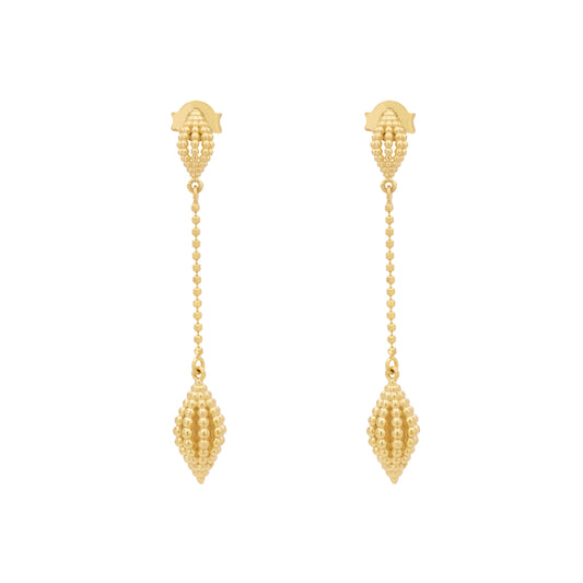 14k Open Beaded Drop W/ Chain Post Earring