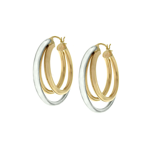 14k Yellow/White Gold Triple Hoop Earring