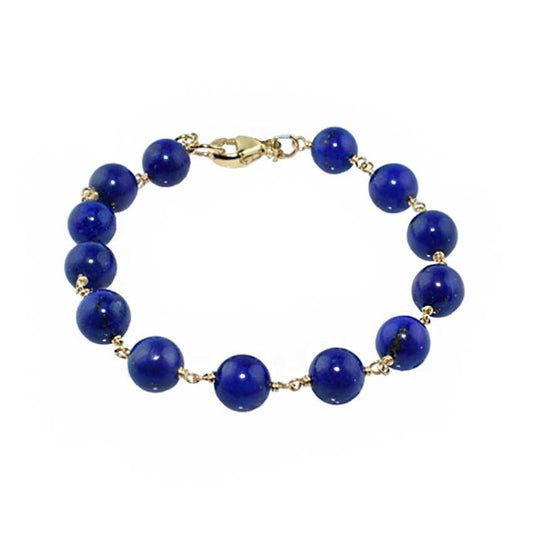 14k Lapis Beaded Bracelet 8" freeshipping - Jewelmak Shop