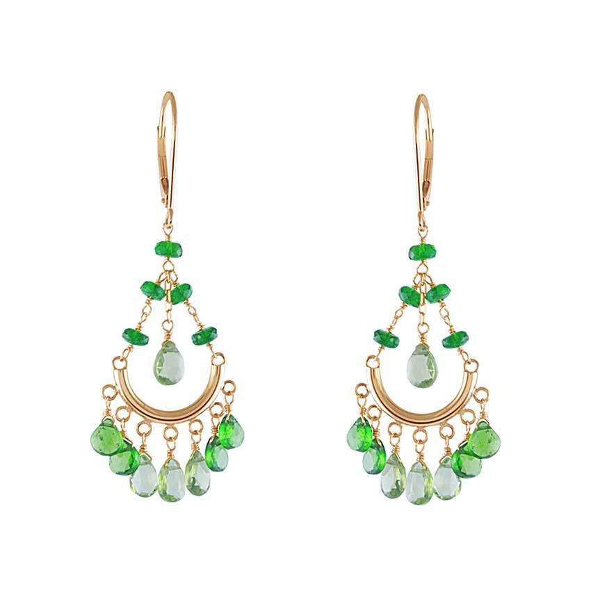 14k Green Chromium Diopside Peridot Chandelier Heavy Leverback Earrings freeshipping - Jewelmak Shop