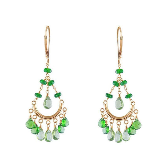 14k Green Chromium Diopside Peridot Chandelier Heavy Leverback Earrings freeshipping - Jewelmak Shop