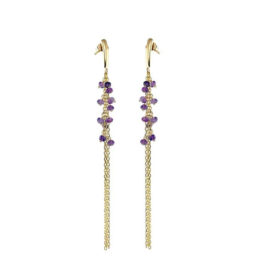 14k Faceted Amethyst Dangle Earring freeshipping - Jewelmak Shop