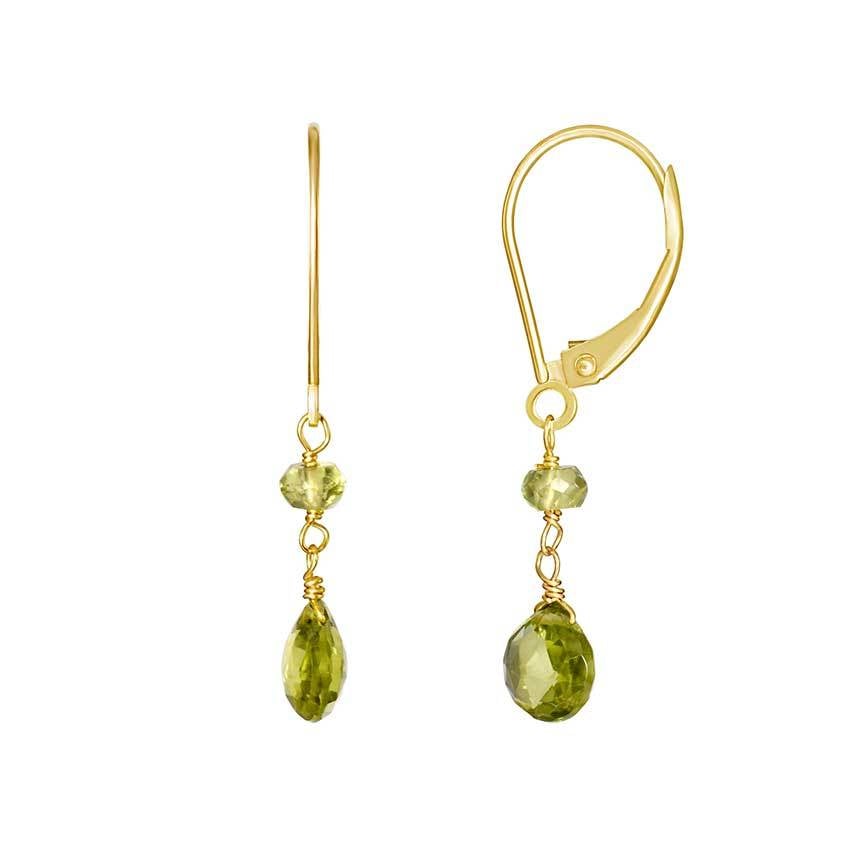 14k Peridot Beaded Leverback Dangle Earrings – Jewelmak Fine Jewelry