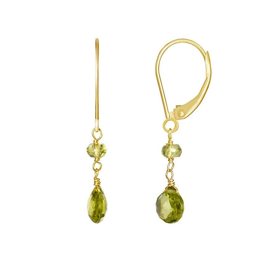 14k Peridot Beaded Dangle Earrings freeshipping - Jewelmak Shop