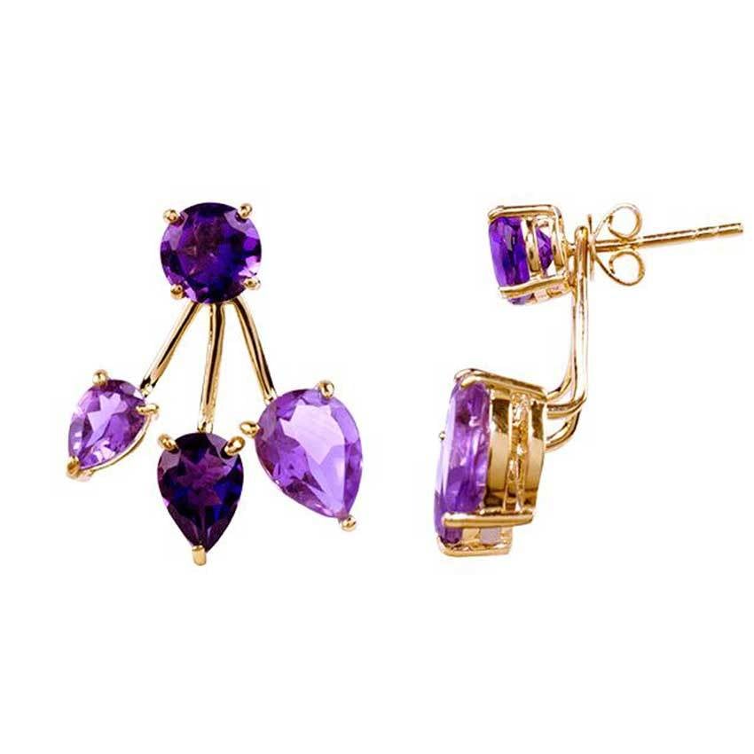 14k Purple/Pink Amethyst Front Back Earring freeshipping - Jewelmak Shop