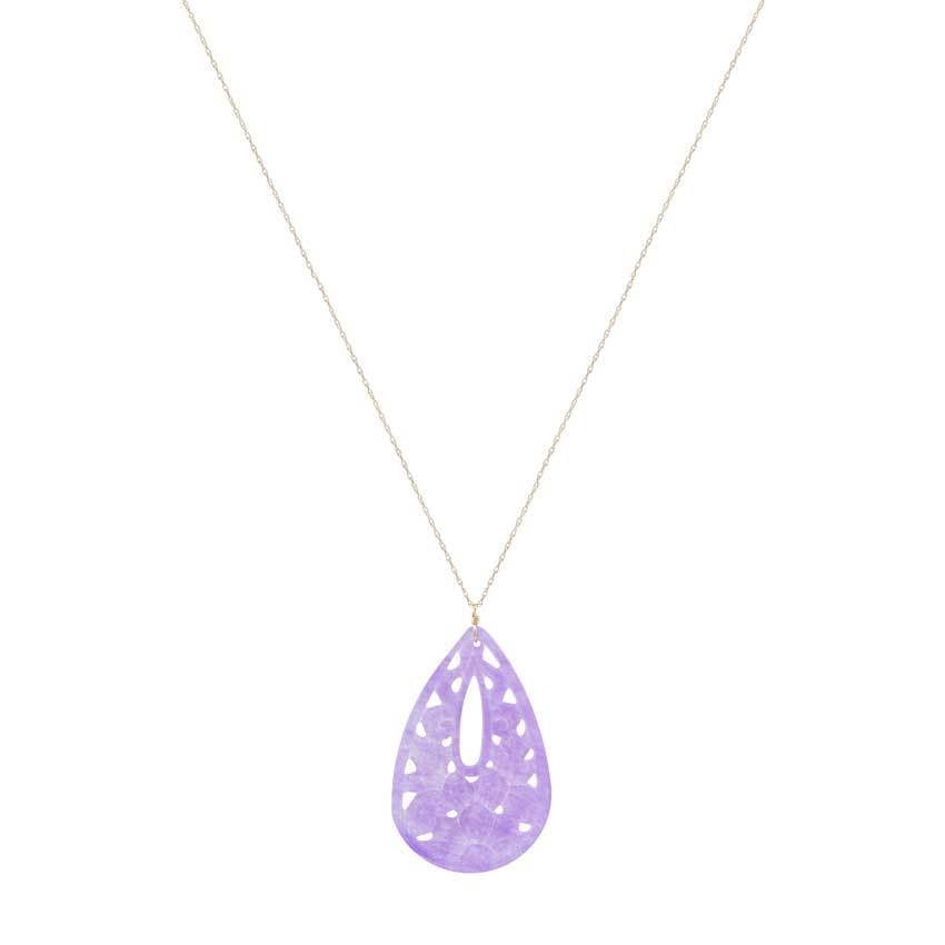 14k Lavander Agate Pendant Necklace freeshipping - Jewelmak Shop